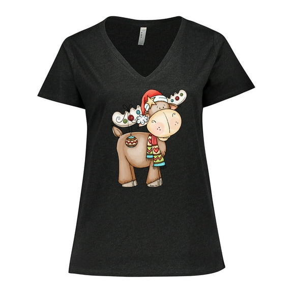 Inktastic Christmas Molly Moose Women's Plus Size V-Neck T-Shirt