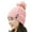 Pink, variant on Naierhg Beanie Women Hat Solid Color Fluffy Ball Stretch Thicken Fleece Lined Autumn Winter Coldproof Fashion Labeling Beanie Hat Daily WearNavy Blue