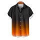 thumbnail image 4 of Blusa y camisa de manga corta con cuello vuelto para hombre, blusa informal de moda con cuello vuelto, estampado degradado, camisa de manga corta con botones, blusa de poliéster para hombre, 4 of 6