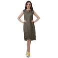 thumbnail image 3 of Moomaya Knee Length Summer Dresses Printed Back Slit Boat Neck Shift Dress, 3 of 4