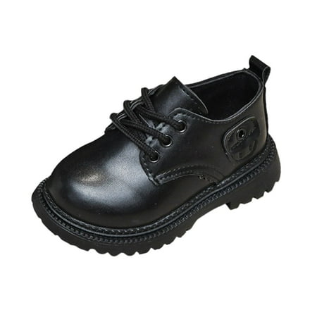 ASFGIMUJ Boys Girls Dress Shoes Hook And Loop Kids School Formal Casual For Toddler Little Kid Leather Shoes Size 12 Months-18 Months