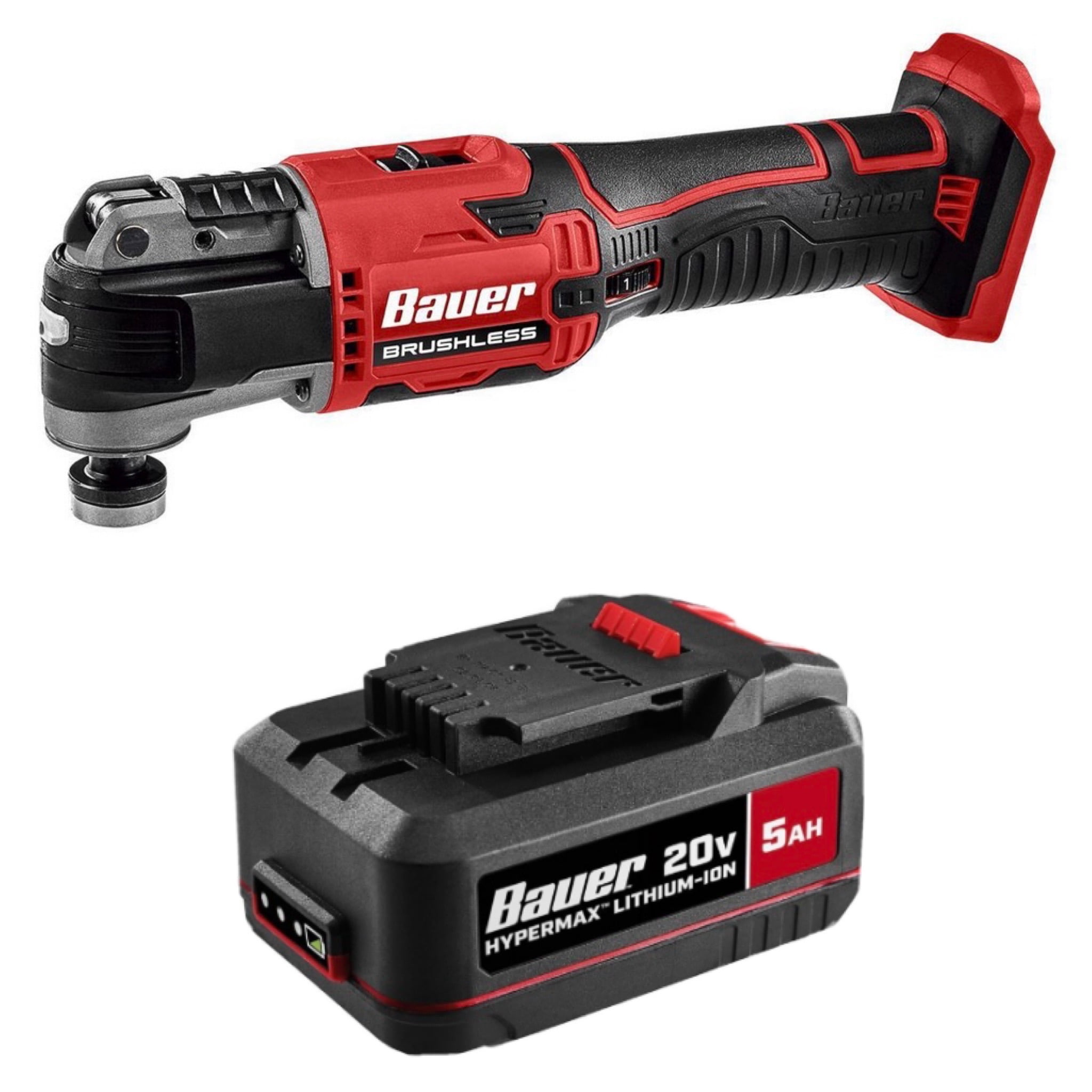 Bauer Brushless Cordless Variable Speed Oscillating Multi-Tool / 20V 5.0 Ah High Capacity Lithium-Ion Battery 21101C-B