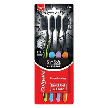 Colgate Slim Soft Charcoal Toothbrush 4pc