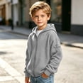 thumbnail image 5 of Busydd Boys Fall Jacket 3-14 Years Trendy Solid Color Waffle Texture Zip Up Jacket Comfy Casual Long Sleeve Hooded Outerwear, 5 of 9