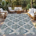 thumbnail image 3 of Outdoor Rug 5x7 ft Abstract Vintage Paisley Waterproof Outdoor Patio Rug Mat Non Slip Outside Area Rugs Carpet for RV,Camping,Porch,Deck,Pool,Balconybackyard,Boho Floral Texture Blue, 3 of 9