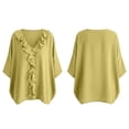 thumbnail image 5 of SOOMLON Ruffle Shirts for Women Plus Size V Neck 3/4 Sleeve Tunic Top Ruched Panel Blouses Loose Travel Vacation Clothes, 5 of 7