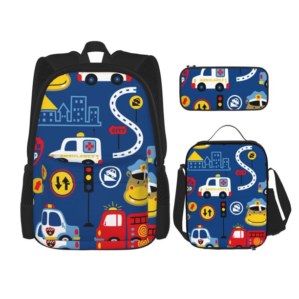 Balery Animals Rescue Team Mochila Escolar 3 en 1 para Niños - Mochila Resistente con Lonchera Térmica y Estuche - Mochila Escolar para Niños y Niñas