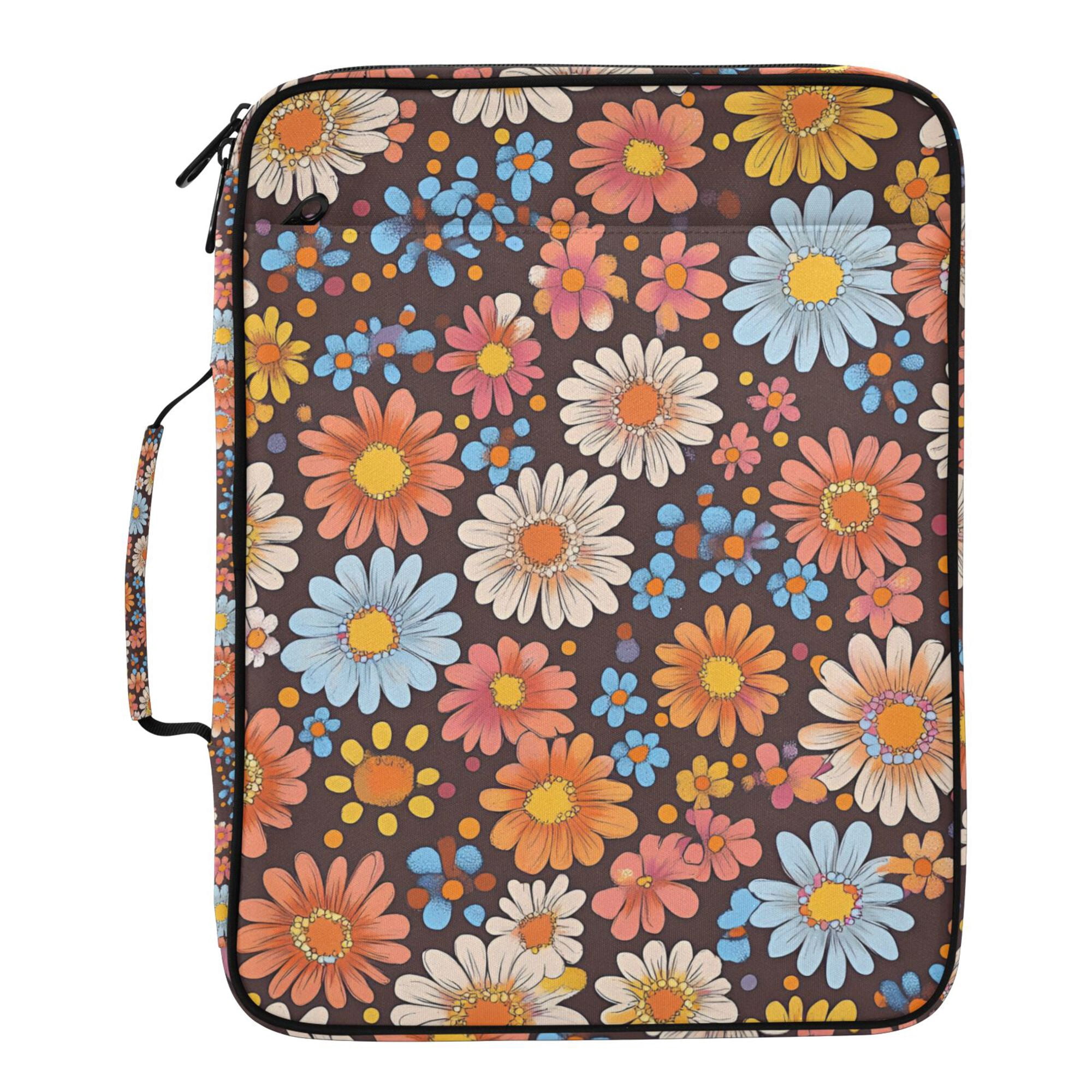 FORMRS Accordion File Folder A4 Size 7-Pocket Expanding Document Organizer Bag with 3 Ring Binder, Colorful Flowers