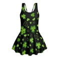 thumbnail image 6 of DISNIMO Girl Swimsuit Shamrock Heart Print One-Piece Swimwear Skirted Sleeveless Bathing Suit Soft U Neck Swim Dress Hawaiian Summer Swimdress for Beach Pool Party, 6 of 8