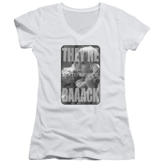 Poltergeist Ii Logo Junior Women's V-Neck T-Shirt White