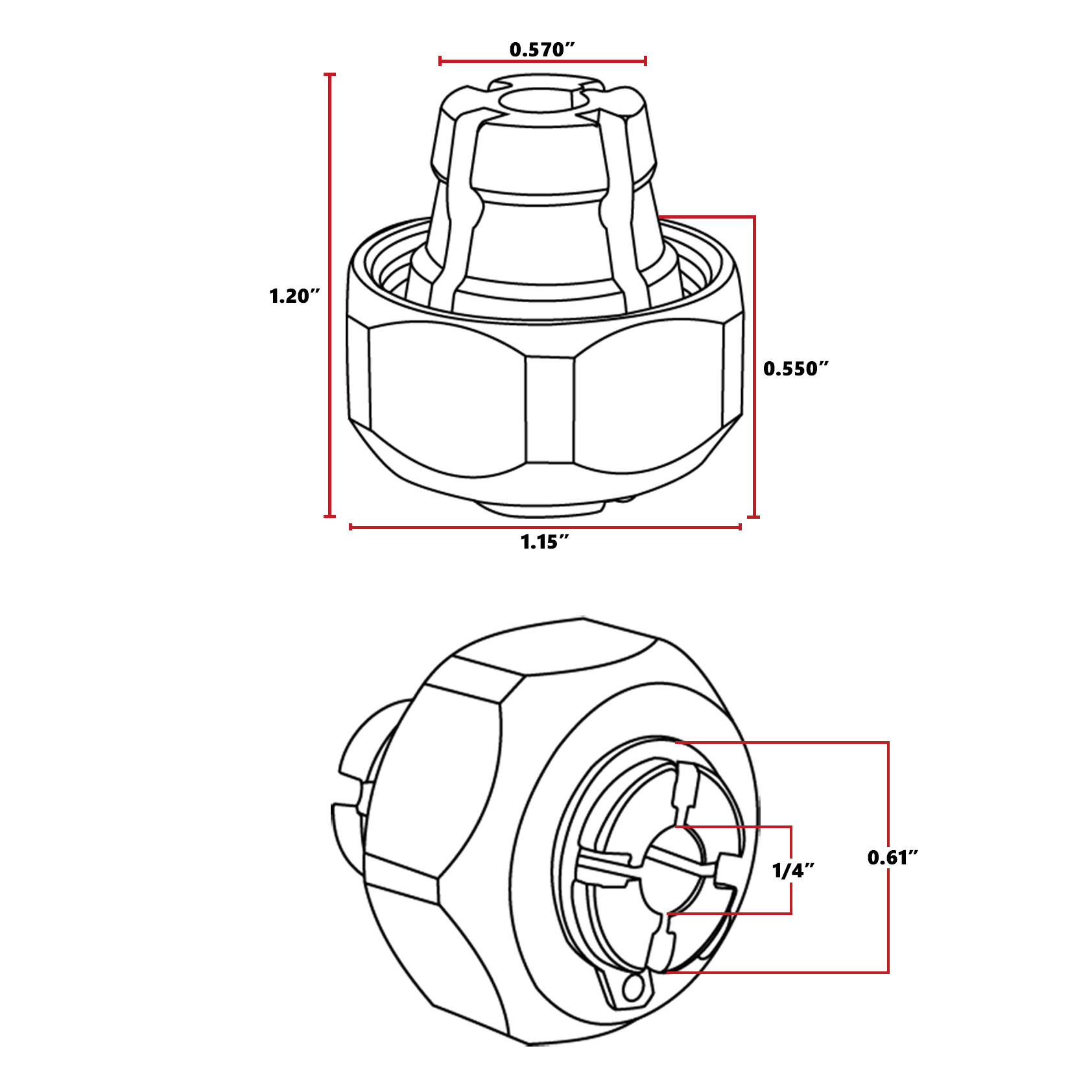 LEFITPA 1/4 Inch Router Collet Replacement - Fits Porter Cable 42999 & Many Models