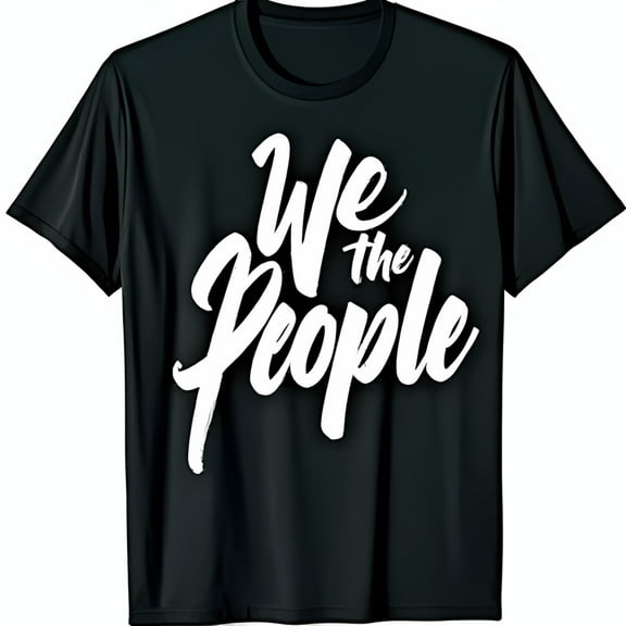 We the People Black T-Shirt Bold White Graphic Tee for Patriotic Style