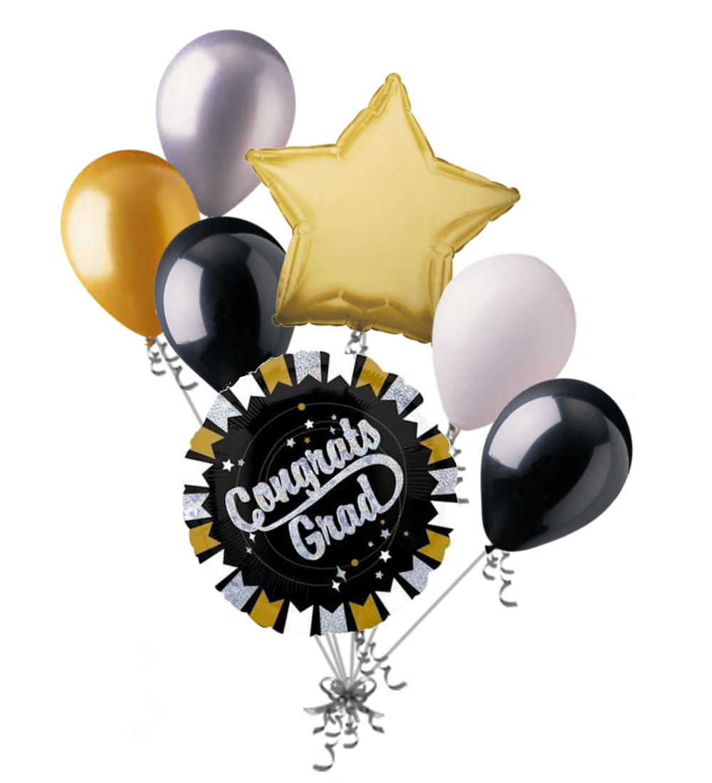 6 pc PURPLE CONGRATS GRAD Mylar Balloon Foil 18" Round Congratulation Graduation 