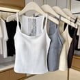 thumbnail image 7 of Fashion Square Neck Camisole with Built In Bra Shelf Strappy Tank Top For Casual WearWhiteOne Size, 7 of 7