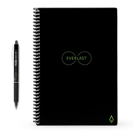 Core Smart Spiral Reusable Notebook Dot-Grid 36 Pages 6"x8.8" Executive Size Eco-friendly Everlast Black - Rocketbook