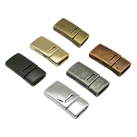 shapesbyX 12 Pieces Color Mix 10mm Flat Magnetic Clasps for Bracelet Making Leather Strip Glue 10mmx2mm Hole