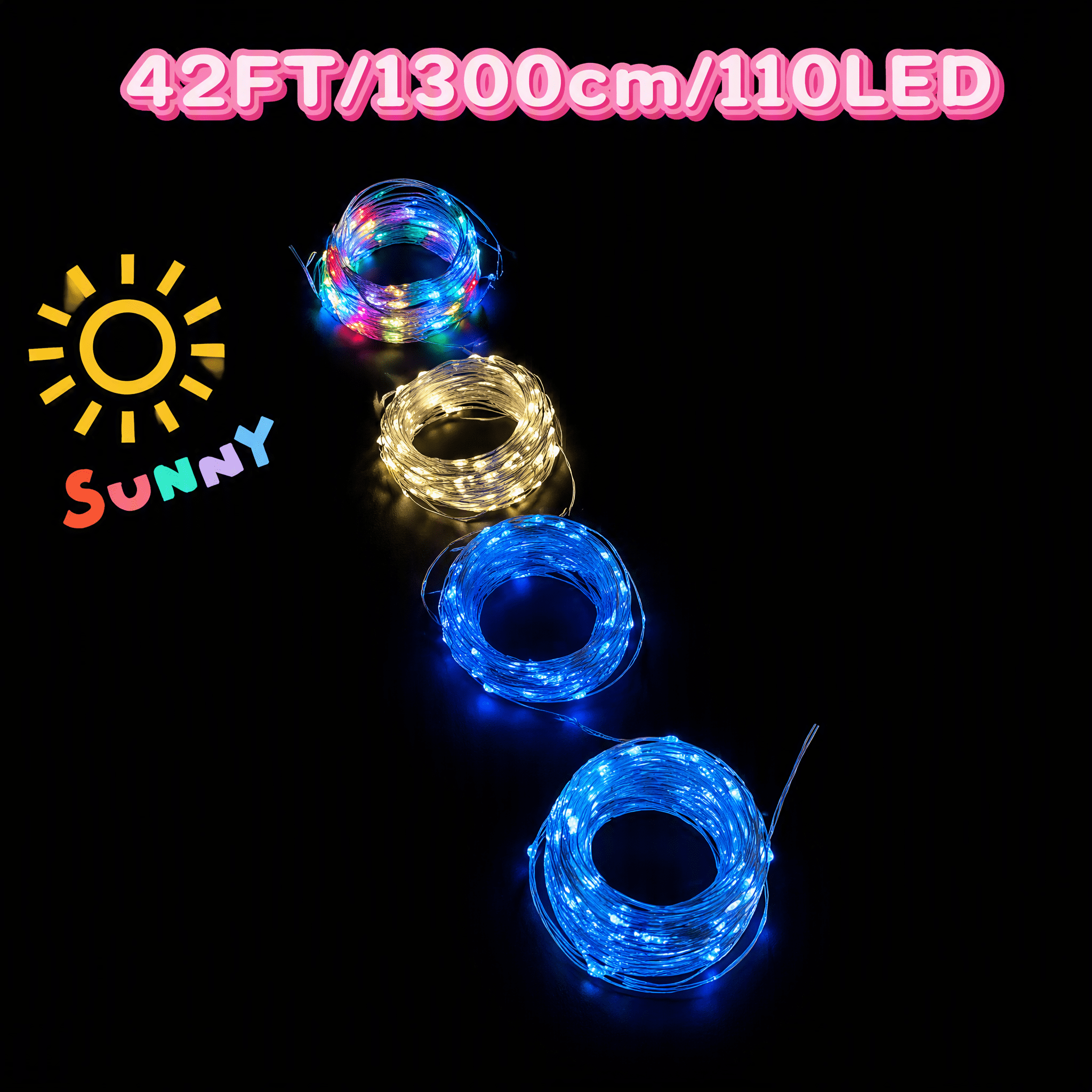 2 Packs White Solar Fairy Lights, Each Pack Contains 110 Led Solar String Lights, Ip65 Waterproof Copper Wire, 8 Modes Of Solar Fairy Lights, For Garden, Courtyard, Tree, Wedding, Christmas