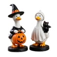thumbnail image 2 of Kiddiway Halloween Home Decor Goose Figurines - Cartoon Farm Duck Ornaments with Witch Hats, Playful Halloween Decorations for Tabletop Shelf, Cute Indoor Accent Pieces, 2 of 7