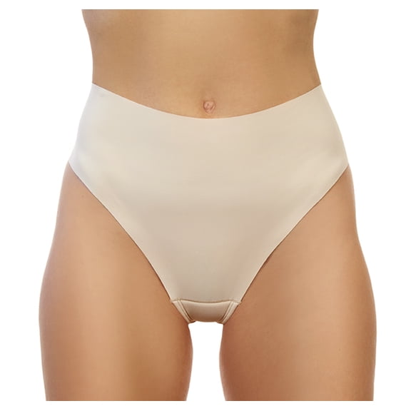 Alessandra B High Rise Camel Toe Proof Thong (X-Large, Black)