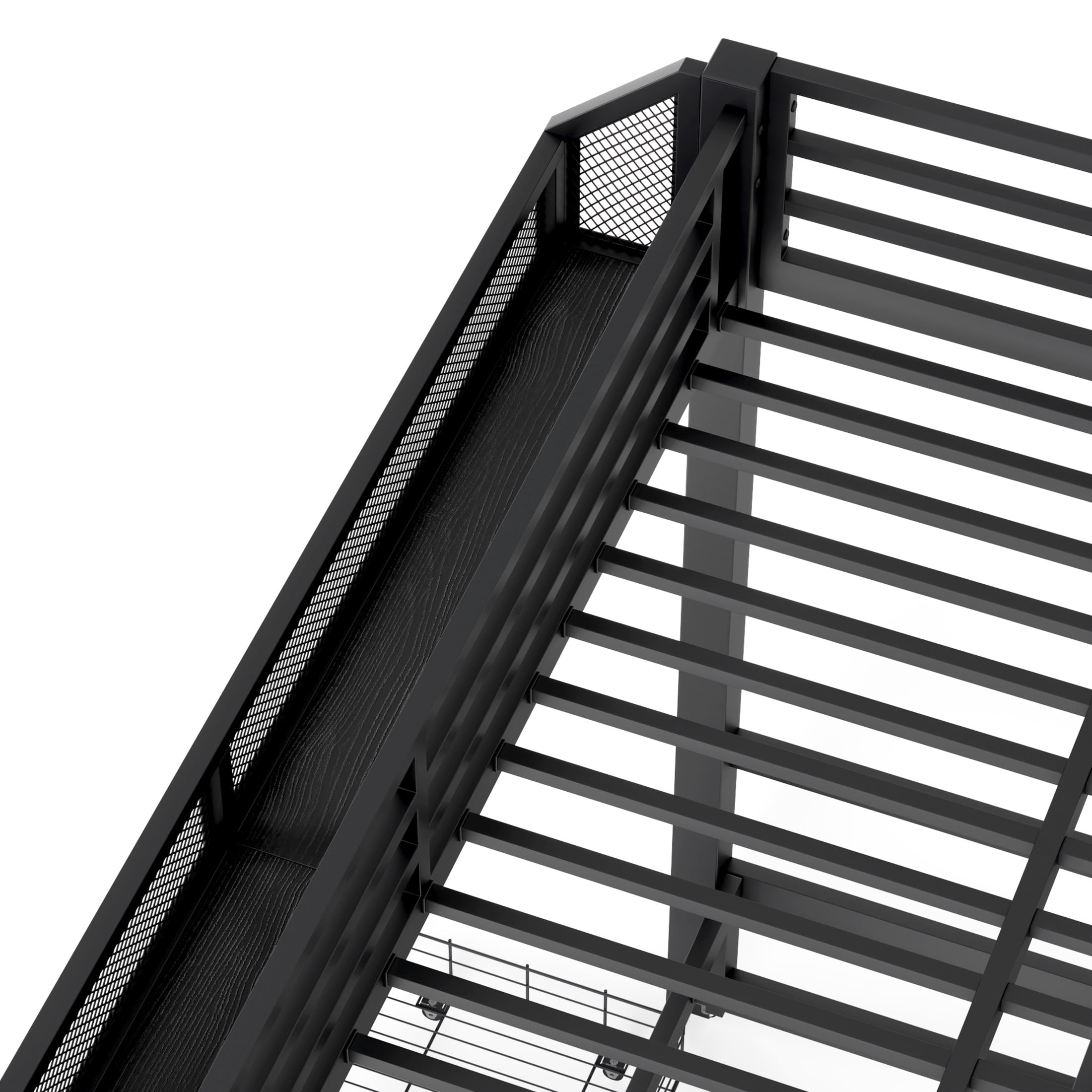 Noble House Twin Over Twin Metal Bunk Bed with Drawers, Shelves, USB Ports and LED Lights, Black