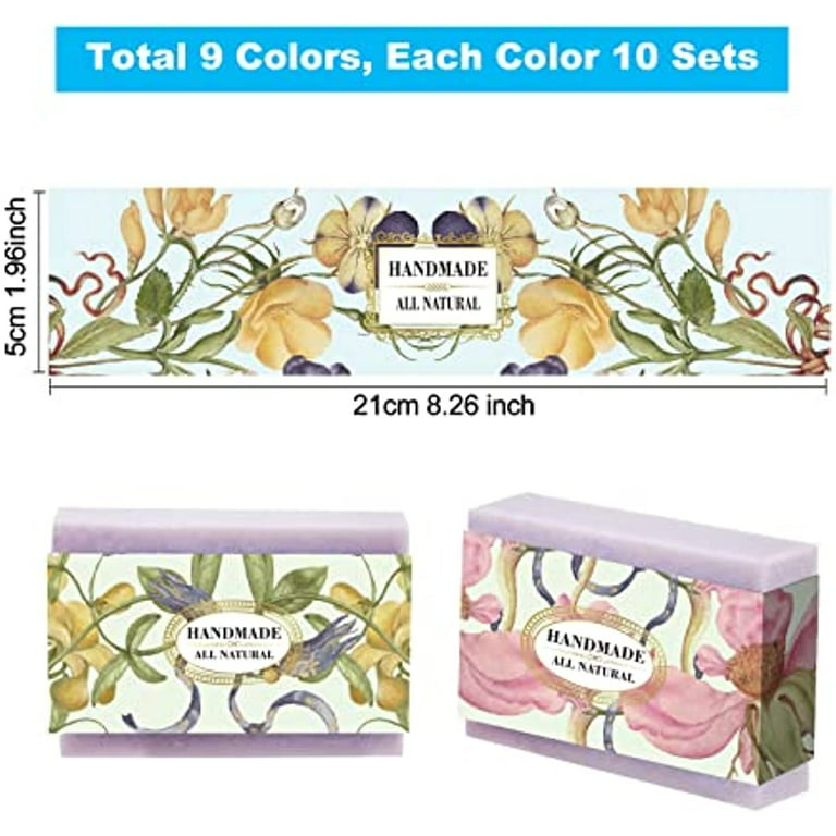  PH PandaHall 9 Styles Flower Wrap Tape, 90pcs Handmade Soap  Wrapper Vintage Floral Soap Labels Vertical Soap Paper Tag Sleeves Covers  for Homemade Soap Bar Packaging Soap Business : Office Products