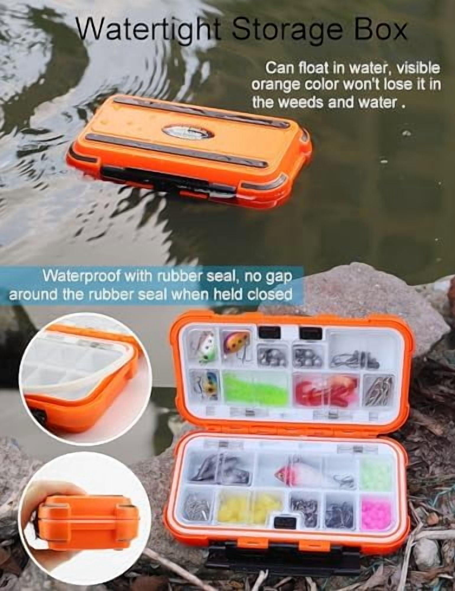 RibRave Small Kayak Mini Tackle Box Waterproof Fishing Lure Box Terminal Storage Fishing Hook Organizer