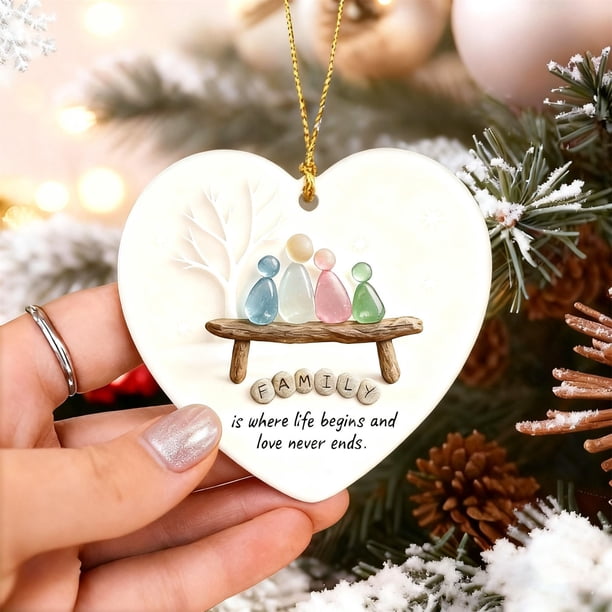 Adorno de la amistad con forma de corazón de vidrio marino, recuerdo de la amistad, adorno de corazón de la amistad para árbol de Navidad.