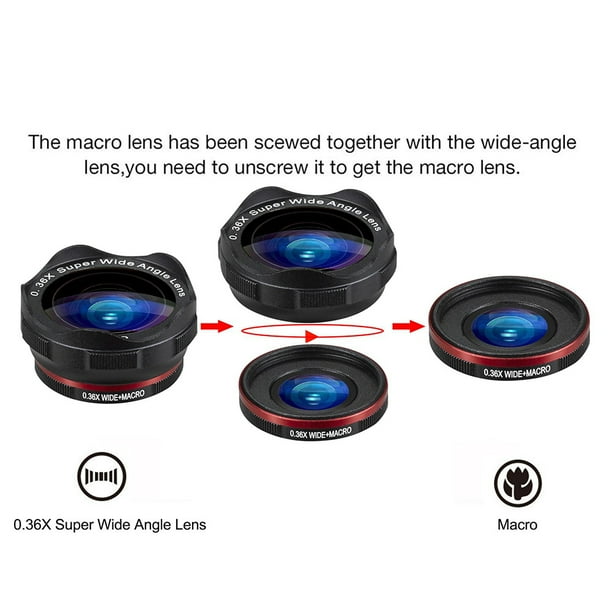 Phone Camera Zoom Lens Kit for iOS Android Smartphones, 5 in 1 HD 180