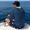 thumbnail image 5 of Bulopur Men’s Long Sleeve Fishing Sun Shirt with Face Cover Navy Starry Night Hooded UV Protection Rash Guard, Lightweight Quick Dry for Fishing Beach Travel, 5 of 8