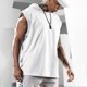thumbnail image 5 of Camisetas sin mangas con capucha para entrenamiento para hombre, camisetas musculosas para culturismo, camisetas sin mangas para gimnasio, Blanco, 5 of 6