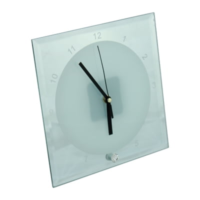 INTBUYING 20x20 Cm Blanc Sublimation Ronde Horloge en Verre Impression Chauffage Presse Transfert Artisanat