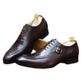thumbnail image 2 of KRE Prime Men Luxury Leather Dress Formal Shoes Brown Black Lace Up Buckle Pointed Toe Oxford, 2 of 9