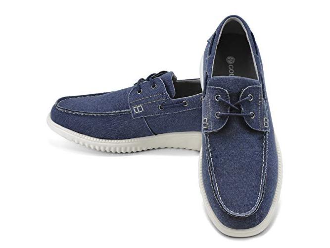 blue canvas boat shoes