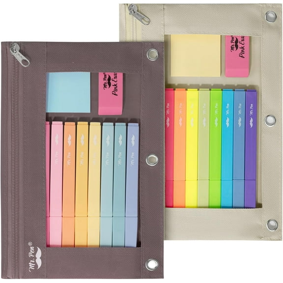 Mr. Pen- Pencil Pouch, 2 Pack, Pencil Pouches, Pencil Pouch for 3 Ring Binder Pencil Pouch, Pencil Cases, Flat Pencil Case for Binder Pouch