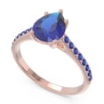 thumbnail image 2 of Diamond-Capitals 2.30 Carat Shiny Pear Cut Blue Sapphire Gemstone Anniversary Ring for Ladies Solid 18K Rose Gold Size 7, 2 of 8