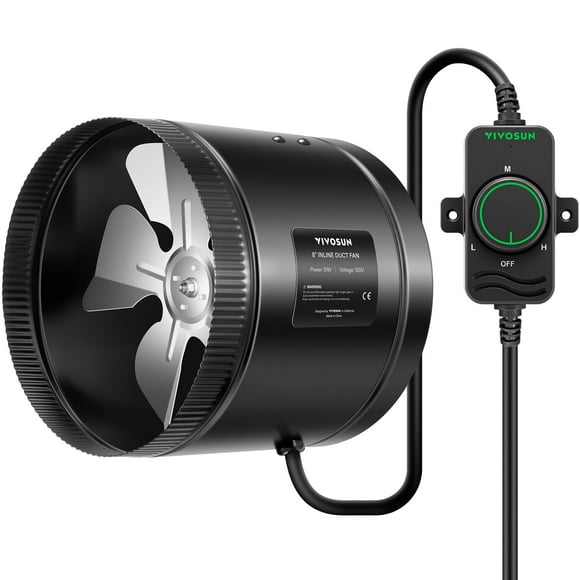Ventilador de refuerzo en línea VIVOSUN 8" 430 CFM con controlador de velocidad
