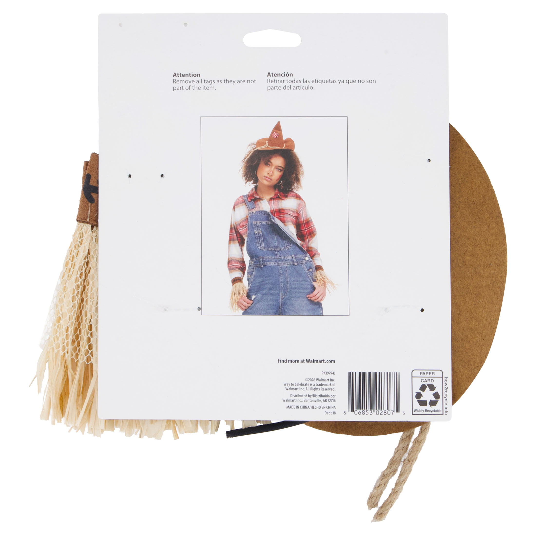 Scarecrow Costume Accessory Kit for Adults, Brown, 4 Pieces, Halloween by Way To Celebrate