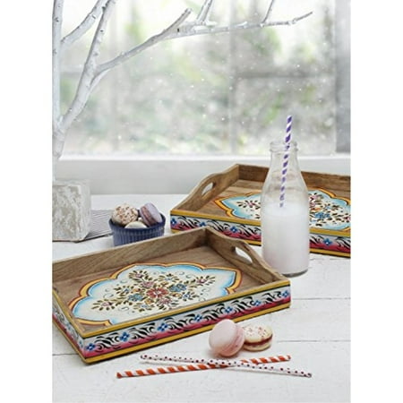 Set Of 2 Coffee Table Trays Wooden Serving Decorative Tray Platter Set Of 2 Coffee Table Trays Wooden Serving Decorative Tray Platter For Parties Kitchen Accessories Multipurpose Tabletop Display Design 3 Com