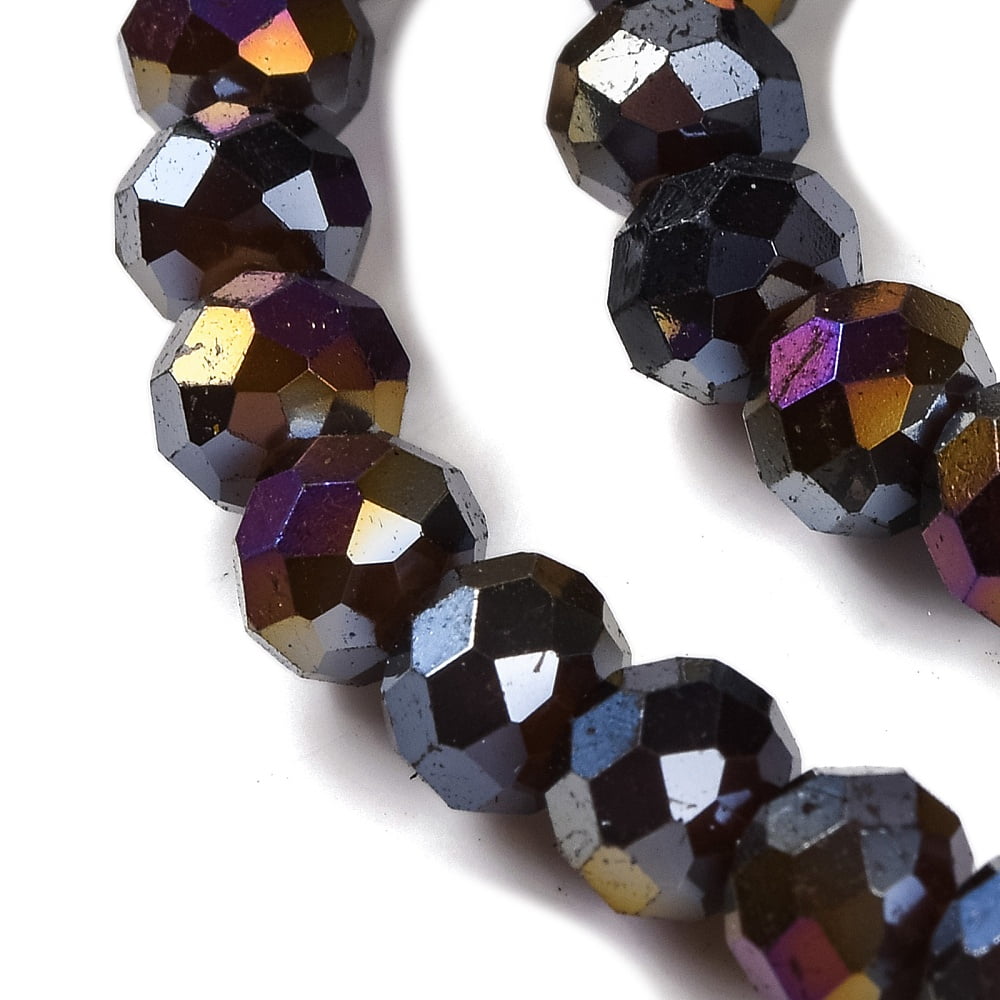 10Strand Baking Electroplate Glass Beads Strands AB Color Faceted Round Black 10x8mm Hole: 1mm about 63~65pcs/strand 18.90''(48~50cm)