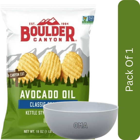 Boulder Canyon Avocado Oil Potato Chips, 18 oz, With Olive White Bowl By OMA