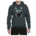 thumbnail image 2 of DJ Kitty Cat with Headphones | Mens Cat Lover Hooded Sweatshirt Graphic Hoodie, Charcoal, Small, 2 of 3
