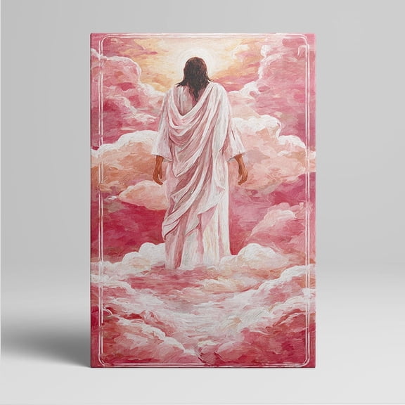 1pc Inspiring Jesus Standing in Pink Clouds Framed Decor room hanging Wall Picture Decor for Home Gifts, living room, bathroom, bedroom, kitchen wall art decor canvas wall art