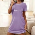 thumbnail image 2 of Oksale Robe de Nuit de la Saint-Valentin pour Femmes Douce et Confortable à Manches Courtes Grande Taille Robes Mignonnes Imprimées à Col Rond Mini Tenue de Nuit Décontractée Ample Respirante Robes de Nuit Violet 5TG, 2 of 5
