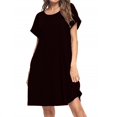 thumbnail image 1 of Nouvelle Robe Unie à Manches Courtes pour Femmes Robe Décontractée en Ligne, 1 of 5