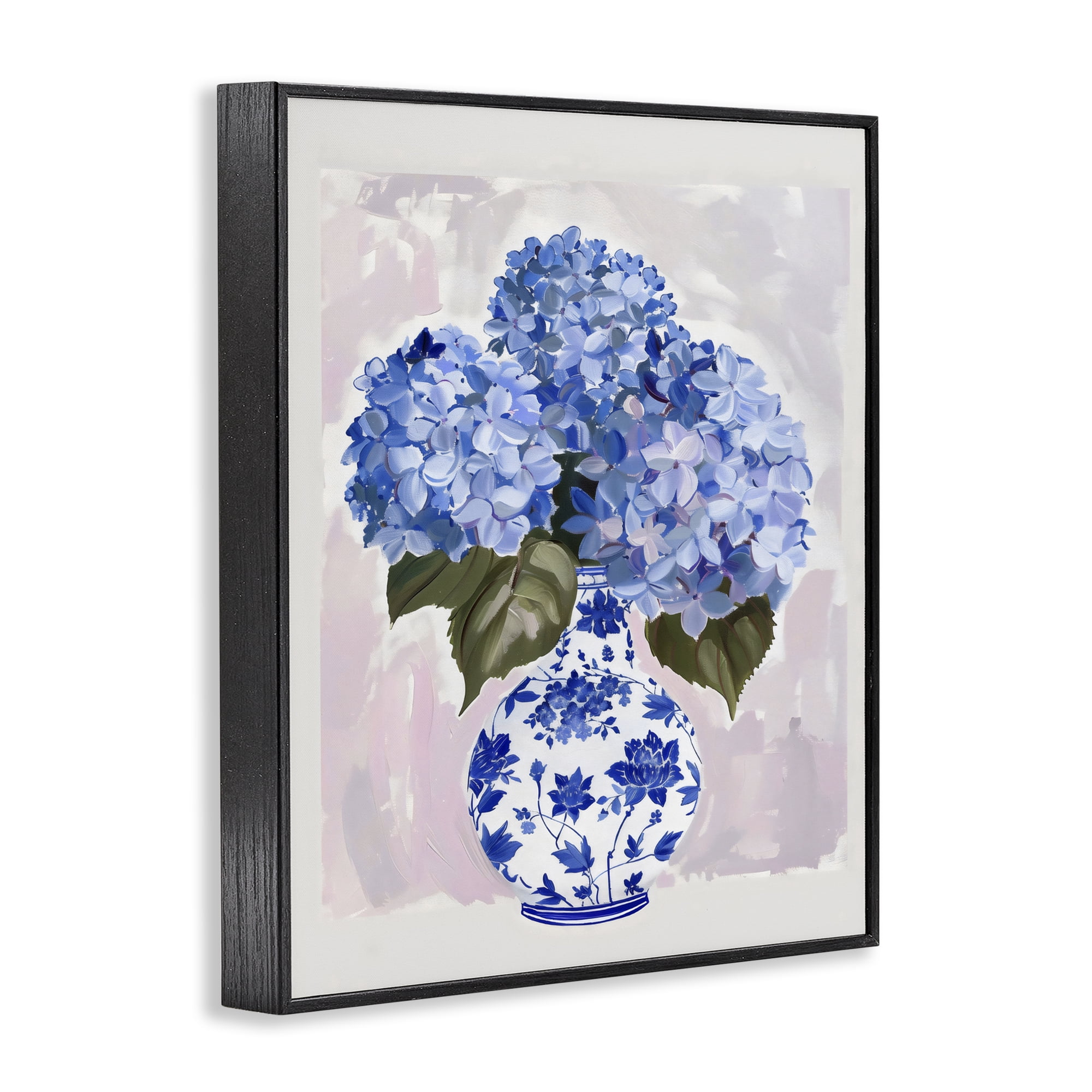 Stupell Industries Blue Hydrangea in Porcelain Vase Black Framed Giclee Art, design by The Prints Vibe