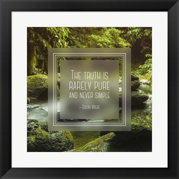 The Truth is Rarely Pure - Forest and Stream by Quote Master, Framed Wall Art, 19.5W x 19.5H