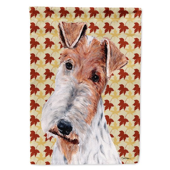 Wire Fox Terrier Fall Leaves Garden Flag