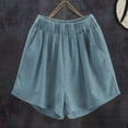 thumbnail image 2 of Shorts Womens Clearance Womens Summer Solid Color Leisure Pocket Pants Casual Elastic Waist Cotton and Linen Everything Goes Together Shorts Pants, 2 of 8