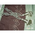 thumbnail image 4 of 11-Pc Southwest Square Diamond Border Embroidery Comforter curtain Set Queen Sage Green Beige Brown, 4 of 4
