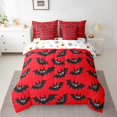 thumbnail image 2 of YST 7 Piece Bed in a Bag Queen Size Comforter Set Halloween Bedding Set,Black Red Halloween Bat Reversible Design Bed Set,Cartoon Halloween Comforter with Sheet Set,All Season, 2 of 5